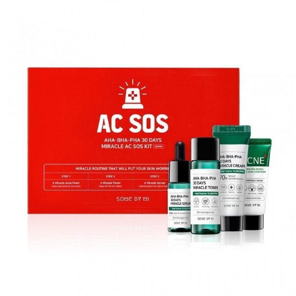 Some By Mi AC SOS AHA-BHA-PHA 30 Days Miracle AC SOS Kit Набор миниатюр с кислотами для проблемной кожи  