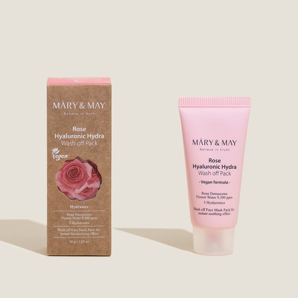 Mary&May Маска для лица глиняная Rose Hyaluronic Hydra Glow Wash Off Pack 30, мл 
