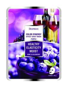 DEOPROCE Тканевая маска на основе экстракта черники и красного винограда  Deoproce Healthy Elasticity Moist - Wine & Blueberry Mask