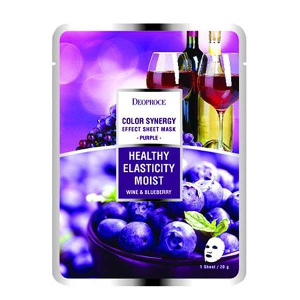 DEOPROCE Тканевая маска на основе экстракта черники и красного винограда  Deoproce Healthy Elasticity Moist - Wine & Blueberry Mask 