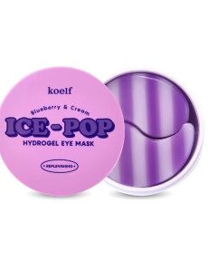 KOELF Гидрогелевые патчи для глаз с голубикой и сливками Blueberry & Cream Ice-Pop Hydrogel Eye Mask, 60 шт