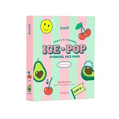 Koelf Гидрогелевая маска с ацеролой и авокадо Ice-Pop Hydrogel Face Mask Cherry & Avocado, 1 шт. 