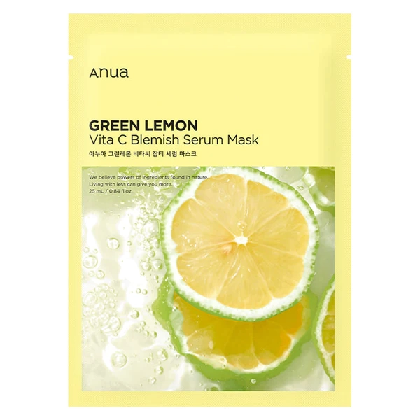 ANUA Green Lemon Vita C Blemish Serum Mask Маска тканевая осветляющая для лица с цитрусовыми экстрактами 